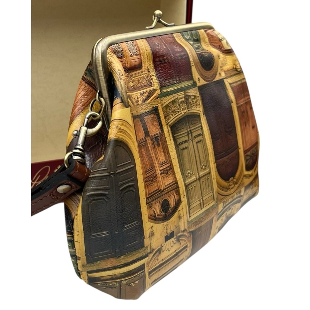 Patricia Nash Leather Savena Framed Kiss Lock Wristlet Pouch Italy In Gift Box - Picture 3 of 10